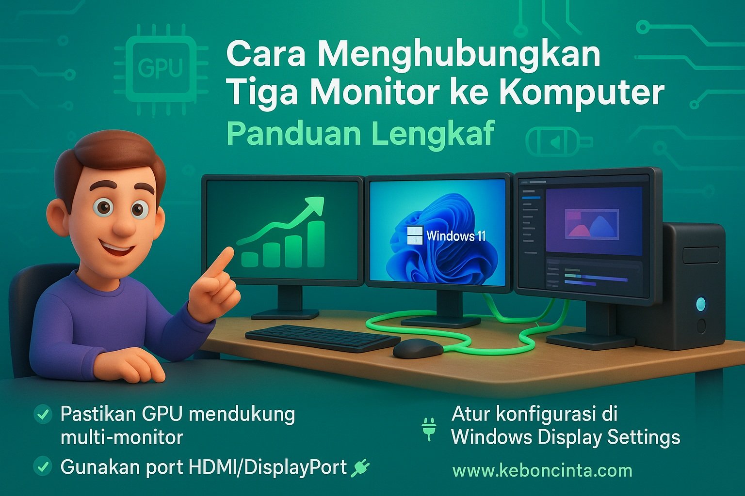Cara Menghubungkan Tiga Monitor ke Komputer: Panduan Langkah-demi-Langkah (Lengkap)