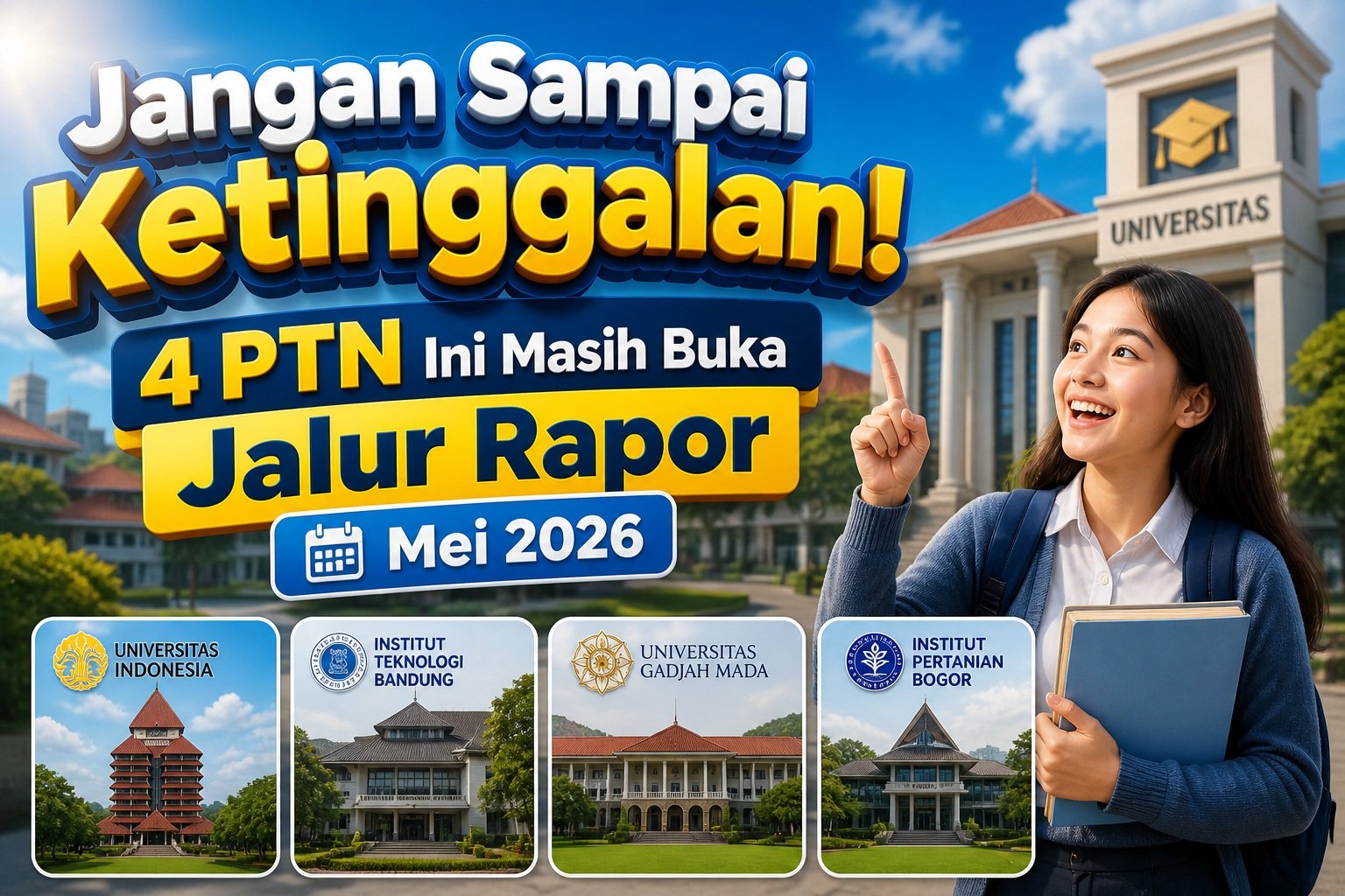 Jangan Sampai Ketinggalan! 4 PTN Ini Masih Buka Jalur Rapor Mei 2026