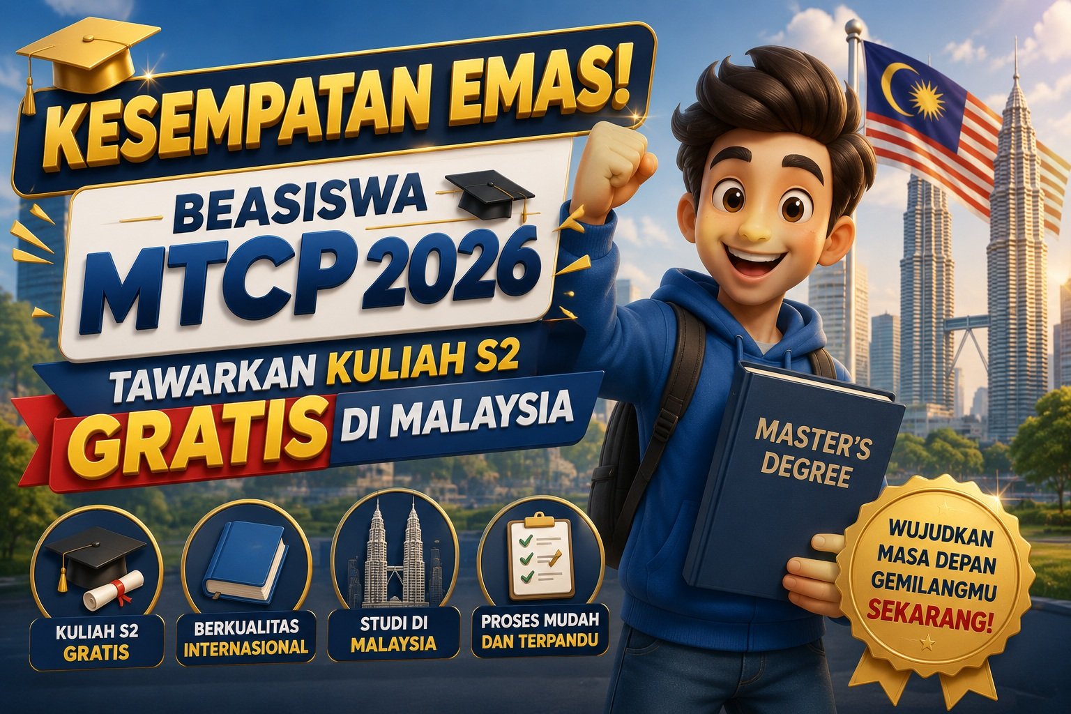 Kesempatan Emas! Beasiswa MTCP 2026 Tawarkan Kuliah S2 Gratis di Malaysia