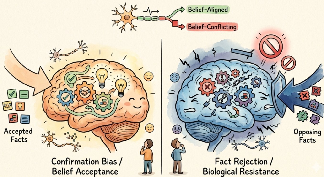 The Psychology of Belief: Kenapa Otak Manusia secara Biologis Menolak Fakta yang Berlawanan dengan Keyakinannya