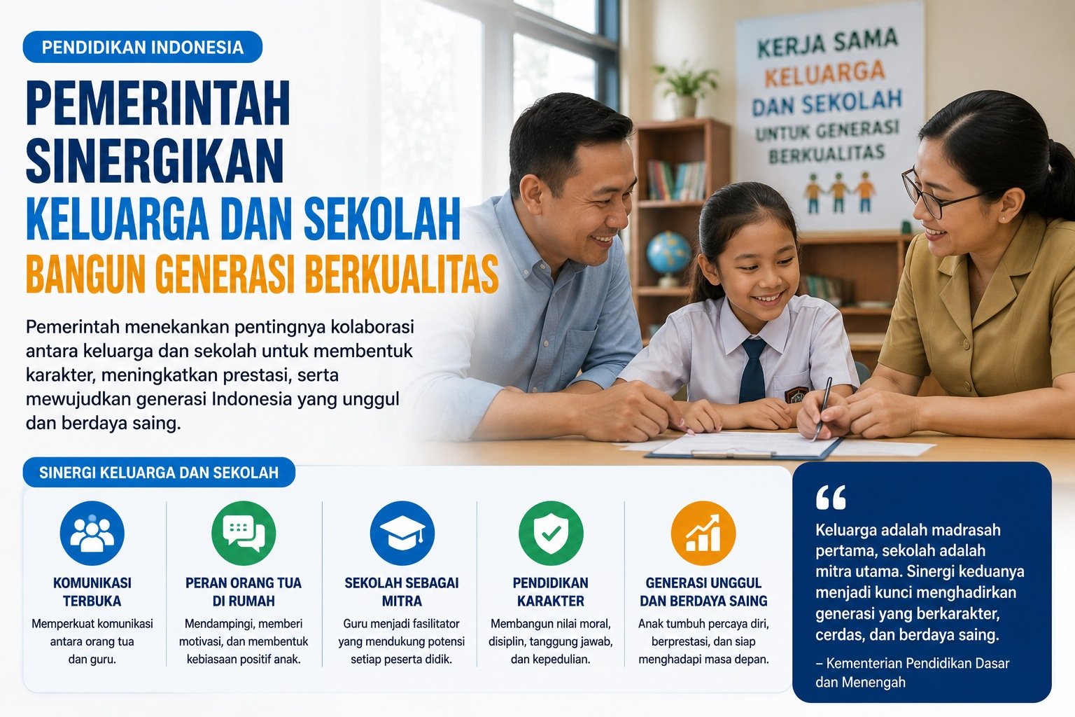 Pemerintah Perkuat Kolaborasi Keluarga dan Sekolah untuk Siapkan Generasi Emas 2045