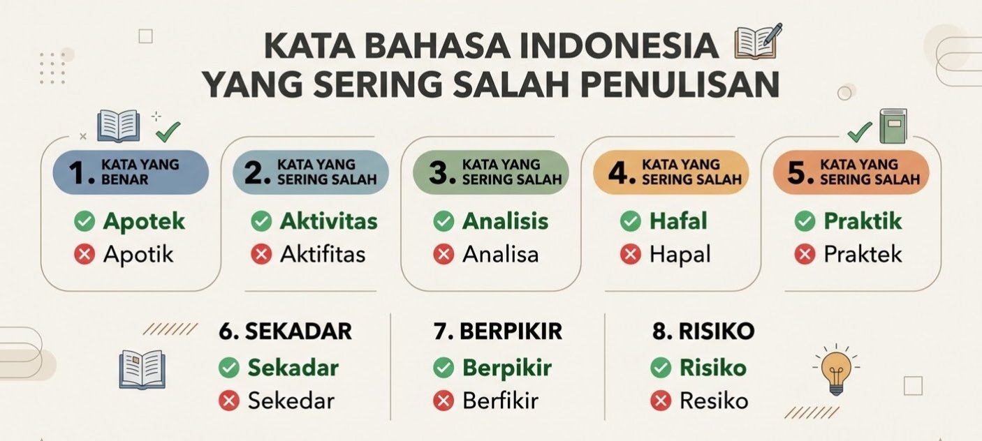 10 Kata Bahasa Indonesia yang Sering Salah Penulisan