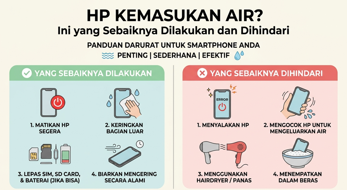 HP Kemasukan Air? Ini yang Sebaiknya Dilakukan dan Dihindari