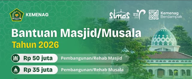 Kemenag Buka Bantuan Masjid dan Musala 2026, Cek Syarat dan Cara Daftarnya di Sini