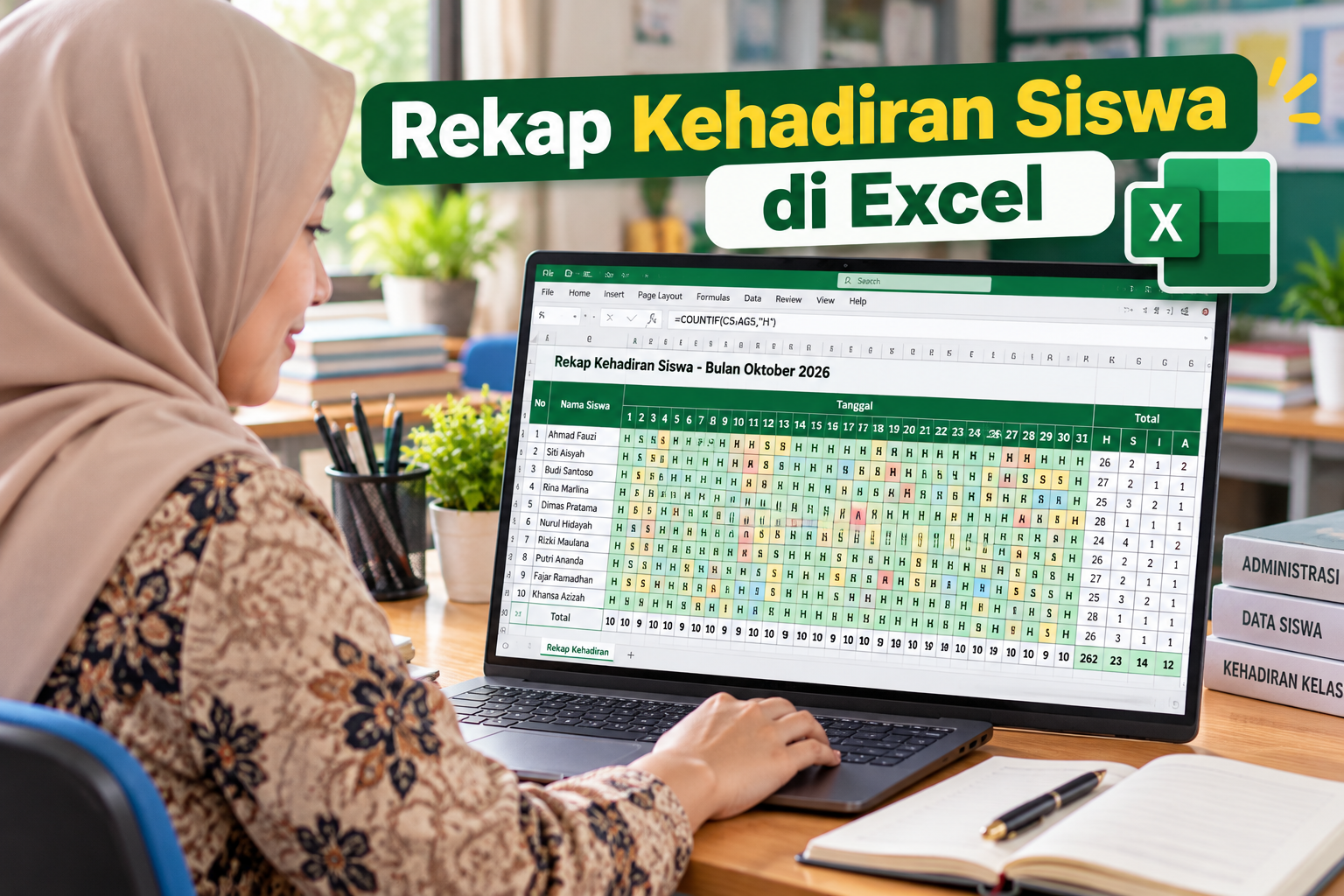 Cara Membuat Rekap Kehadiran Siswa Bulanan di Excel dengan Rumus Sederhana