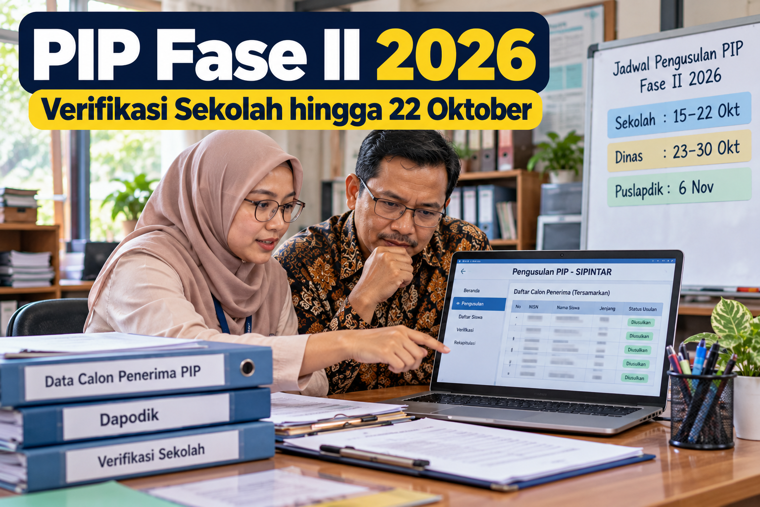 Pengusulan PIP Fase II 2026 melalui SIPINTAR hingga 22 Oktober: Mekanisme dan Tugas Sekolah