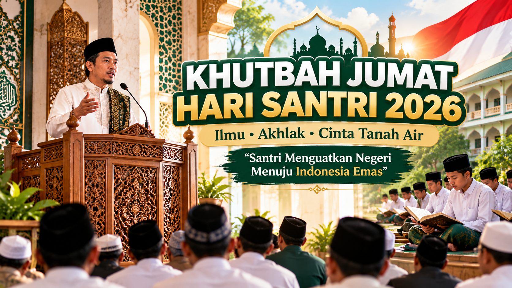 Teks Khutbah Jumat Tema Hari Santri 2026: Meneladani Jihad Santri melalui Ilmu, Akhlak, dan Cinta Tanah Air