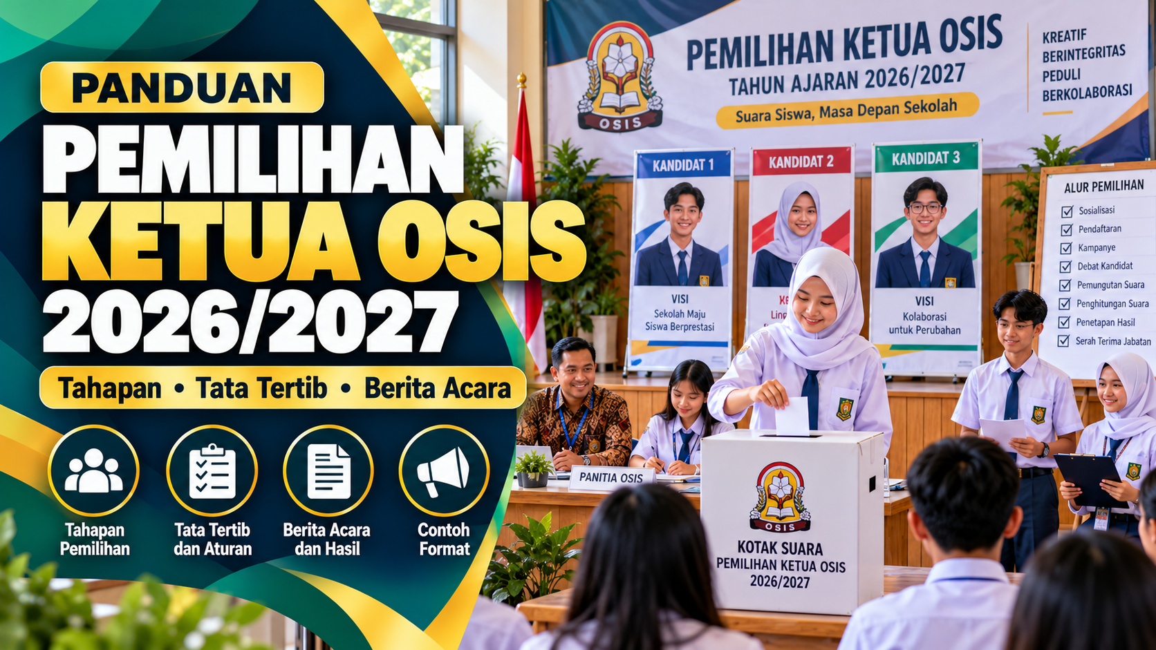 Panduan Pemilihan Ketua dan Pengurus OSIS Sekolah: Tahapan Pemilihan, Tata Tertib, Berita Acara, dan Contoh Format.